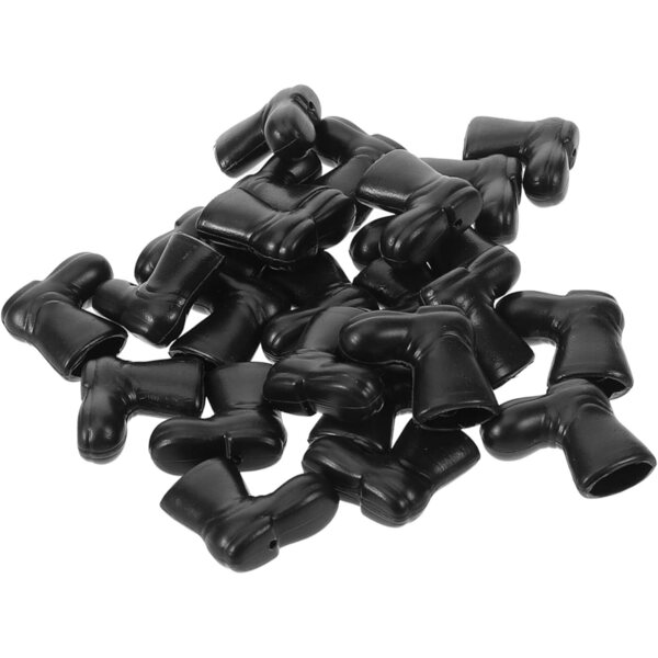 50 Mini Scarpe per Bambole Nere in Plastica Resistenti per Decorazioni e Miniature