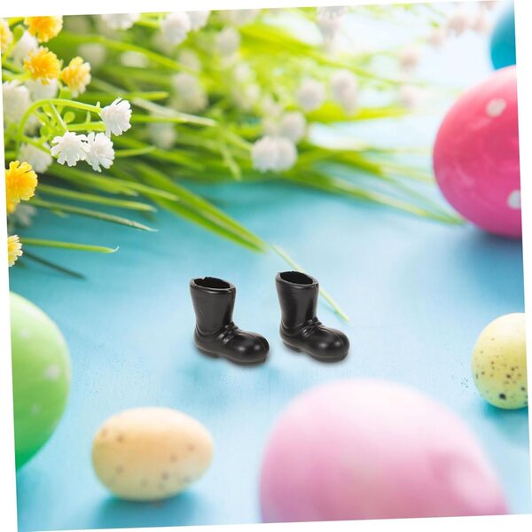 50 Mini Scarpe per Bambole Nere in Plastica Resistenti per Decorazioni e Miniature