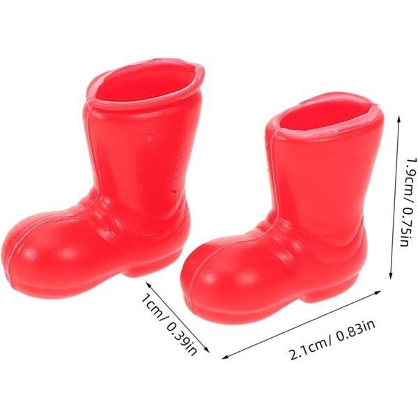 Mini-Stiefel aus rotem Kunststoff, 2 cm, für Puppen – Set mit 50 Teilen für Dekorationen und Bastelarbeiten