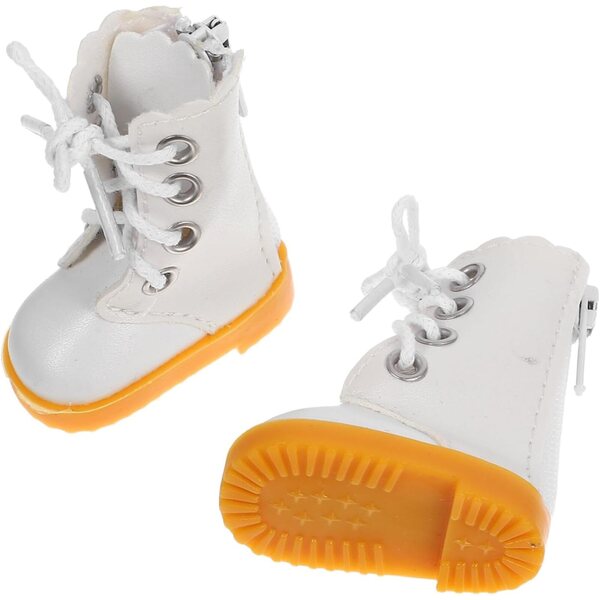Weiße Stiefel für Gelenkpuppe 30 cm | Obermaterial aus Stoff und elegantes Design