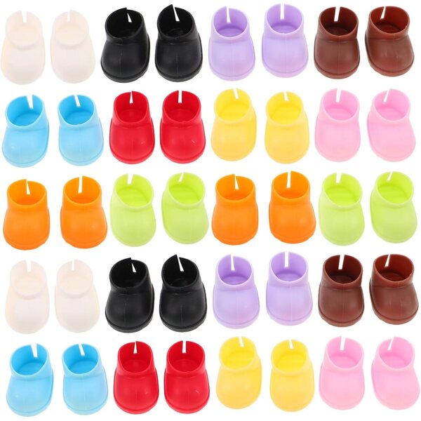 Set mit 20 Paar Miniaturschuhen für Puppen 10–15 cm aus farbiger Baumwolle WEKAMOS