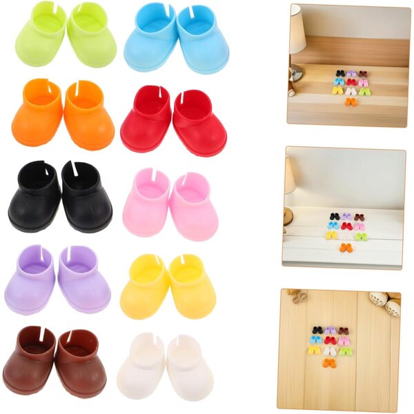 Set mit 20 Paar Miniaturschuhen für Puppen 10–15 cm aus farbiger Baumwolle WEKAMOS