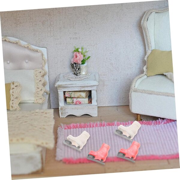 ORFOFE 4 Paia Mini Pattini a Rotelle per Bambole Accessori Decorativi Miniatura