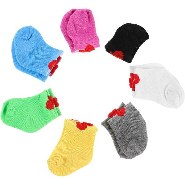 Set 7 paia di calzini per bambole 18 cm in tessuto morbido e colori vivaci