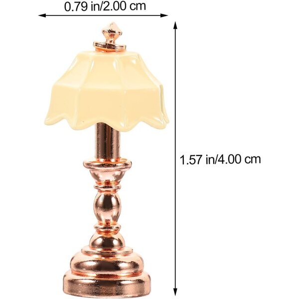 Alasum Miniatur-Roségold-Lampe mit beigem Lampenschirm für Puppenhaus 1:12