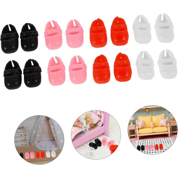 Set mit 8 Paar Miniaturschuhen für mehrfarbige 17-cm-Puppen, Spielzubehör
