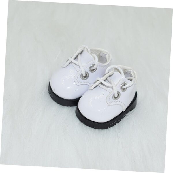 20 cm große Lederschuhe für Minipuppen, 2 Paar schwarz und weiß für Dekorationen und Kostüme