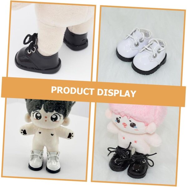 20 cm große Lederschuhe für Minipuppen, 2 Paar schwarz und weiß für Dekorationen und Kostüme