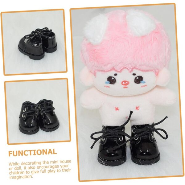 20 cm große Lederschuhe für Minipuppen, 2 Paar schwarz und weiß für Dekorationen und Kostüme