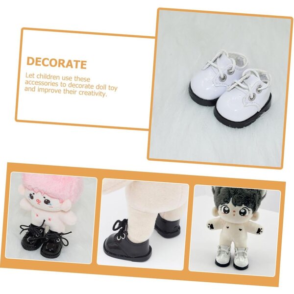 20 cm große Lederschuhe für Minipuppen, 2 Paar schwarz und weiß für Dekorationen und Kostüme