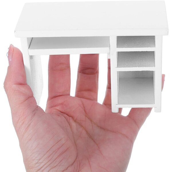 Scrivania per Casa delle Bambole 1:12, Tavolo Computer in Miniatura Bianco WEKAMOS