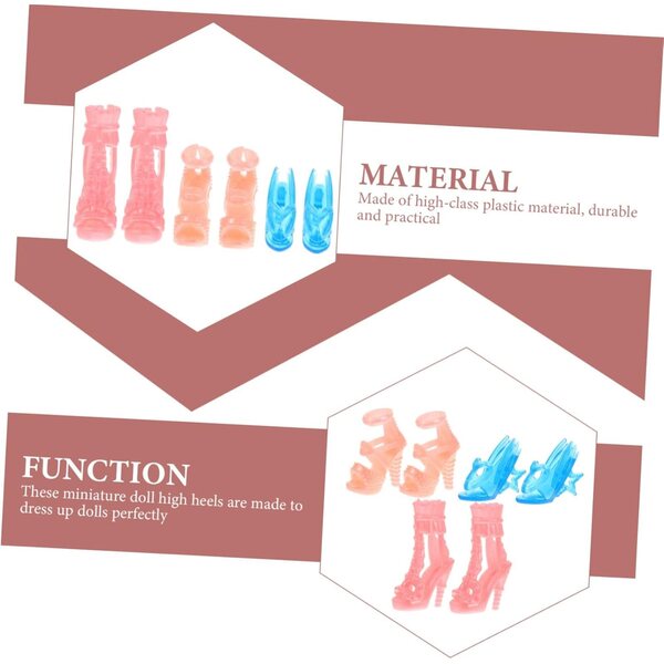UPKOCH Set 15 Mini Scarpe per Bambole con 5 Paia di Tacchi Resistenti e Decorativi