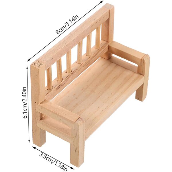 HEMOTON Panca da Giardino Miniatura in Legno per Casa delle Bambole, Accessori Decorativi Vintage