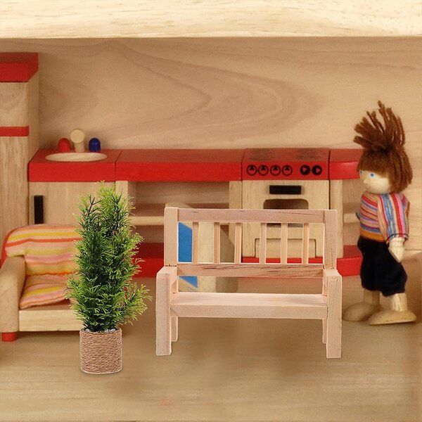 HEMOTON Panca da Giardino Miniatura in Legno per Casa delle Bambole, Accessori Decorativi Vintage
