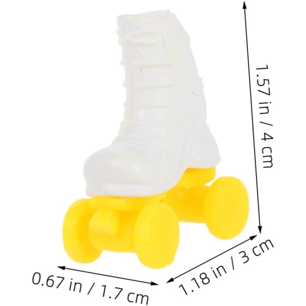 Mini Patins a Rotelle per Bambole 4 Paia Plastica Bianco e Rosa Decorativi