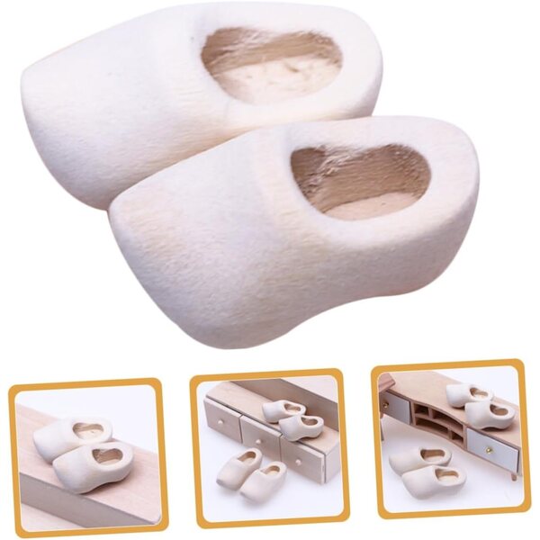 UPKOCH Mini Sabots in Legno Bianco 4 Paia 4 cm per Casa delle Bambole e Bricolage