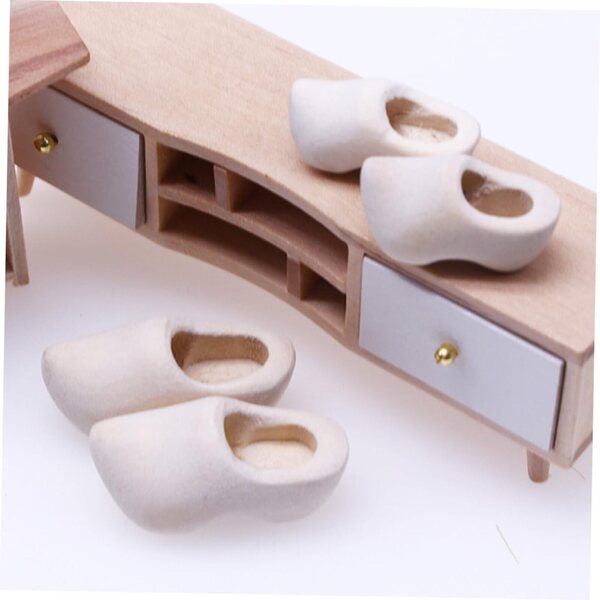 UPKOCH Mini Sabots in Legno Bianco 4 Paia 4 cm per Casa delle Bambole e Bricolage