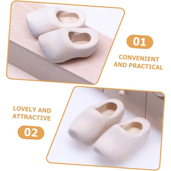 UPKOCH Mini Sabots in Legno Bianco 4 Paia 4 cm per Casa delle Bambole e Bricolage