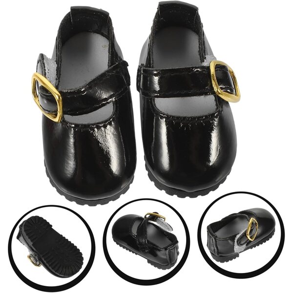 PU-Lederschuhe für Toddmomy-Miniaturpuppen – 1 Paar schwarzes Kostümzubehör