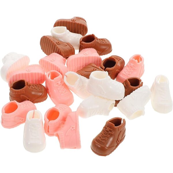 Set 12 paia scarpe miniatura per bambole da 17 cm - sneakers alte assortite