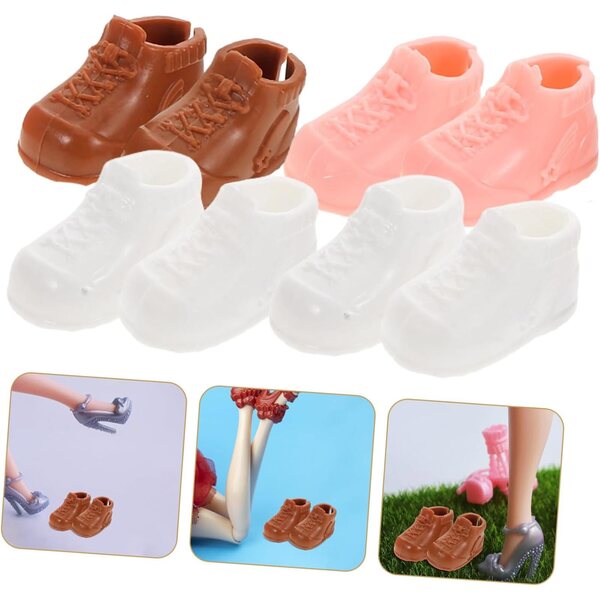 Set 12 paia scarpe miniatura per bambole da 17 cm - sneakers alte assortite