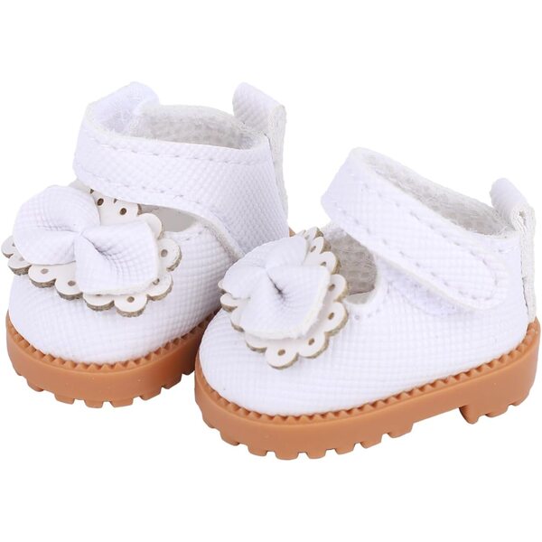 Mikovivi Mini Scarpe Bianche Eleganti per Puppe da 17 cm in PU Morbido e Resistente