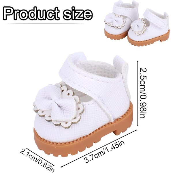 Mikovivi Mini Scarpe Bianche Eleganti per Puppe da 17 cm in PU Morbido e Resistente