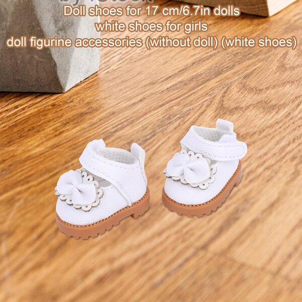 Mikovivi Mini Scarpe Bianche Eleganti per Puppe da 17 cm in PU Morbido e Resistente