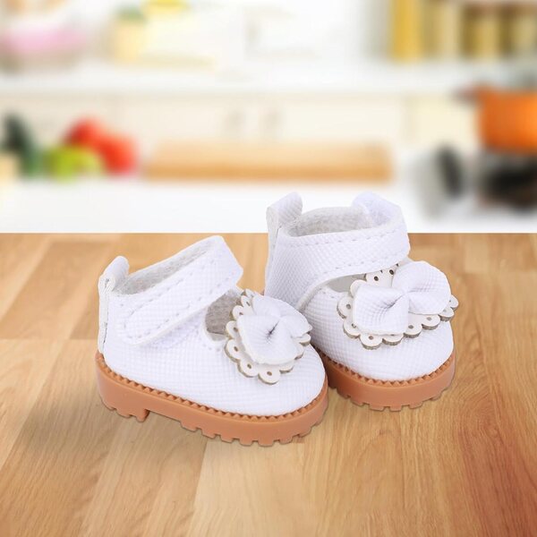 Mikovivi Mini Scarpe Bianche Eleganti per Puppe da 17 cm in PU Morbido e Resistente