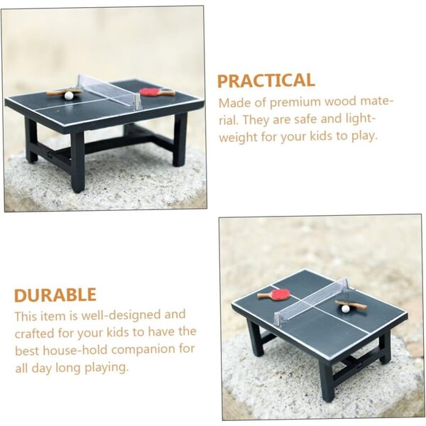 Alasum Mini Tavolo da Ping Pong in Legno per Case delle Bambole e Scenografie