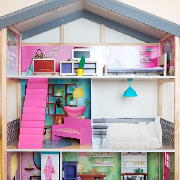 Letto matrimoniale in miniatura bianco BESPORTBLE per casa delle bambole, plastica resistente