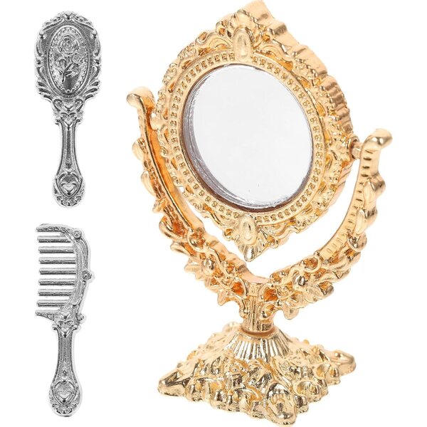 Set Mini-Vintage-Spiegel für Puppenhäuser, goldene Miniatur-Deko-Accessoires
