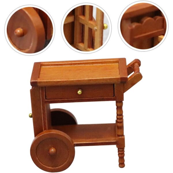 Carrello in miniatura in legno per casa delle bambole, decorazione micro scene