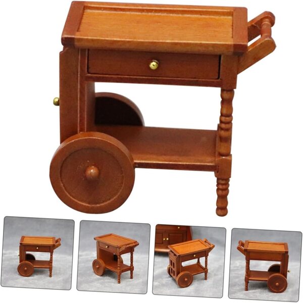 Carrello in miniatura in legno per casa delle bambole, decorazione micro scene