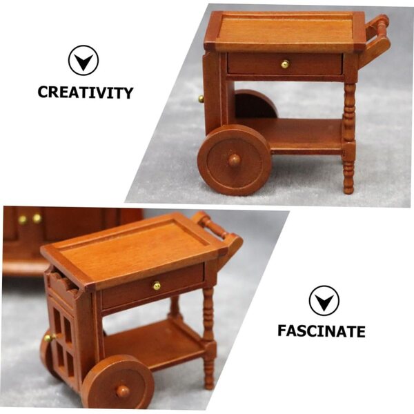 Carrello in miniatura in legno per casa delle bambole, decorazione micro scene