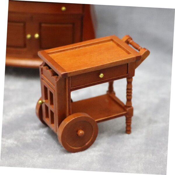 Carrello in miniatura in legno per casa delle bambole, decorazione micro scene