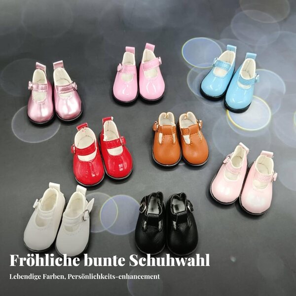 PU-Schuhe für 1/6 BJD-Puppen, klassisches T-Riemen-Design, verschiedene Farben