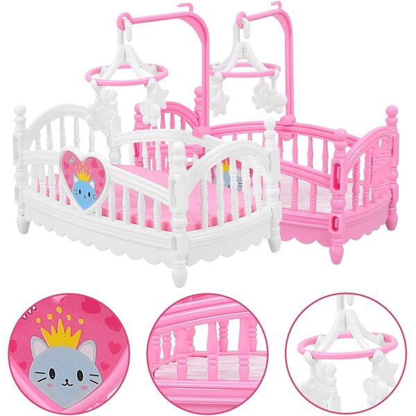 Mini Culla Casa in Plastica 2 Pezzi per Casa delle Bambole - Accessori Miniatura