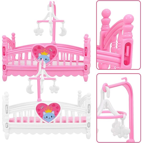 Mini Culla Casa in Plastica 2 Pezzi per Casa delle Bambole - Accessori Miniatura
