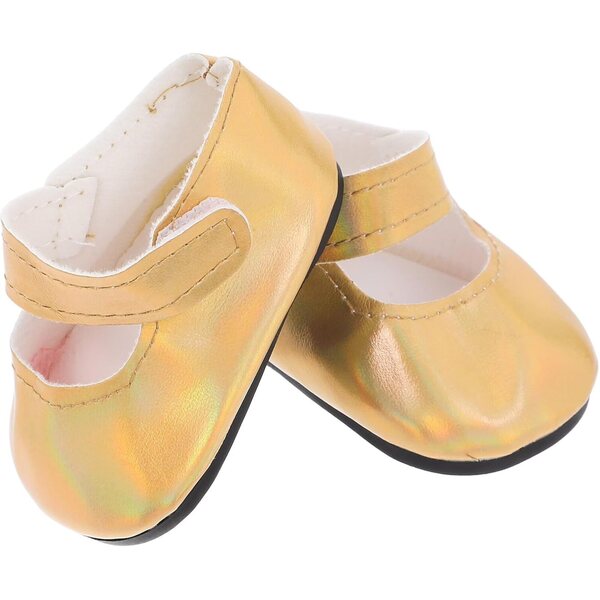 Goldene Miniatur-PU-Schuhe für 18-Zoll-Puppen – elegantes und widerstandsfähiges Zubehör