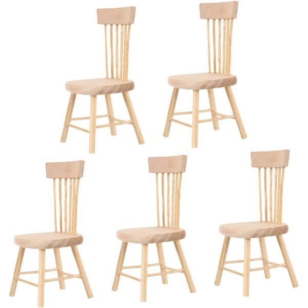 VICASKY Set mit 5 Mini-Holzstühlen für Puppenhäuser, Khaki-Miniaturdekorationen