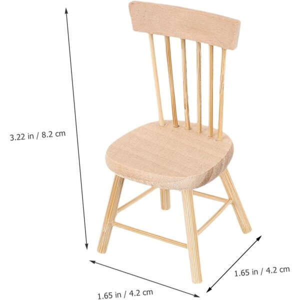 VICASKY Set 5 Mini Sedie in Legno per Casa delle Bambole, Decorazioni Miniatura Cachi