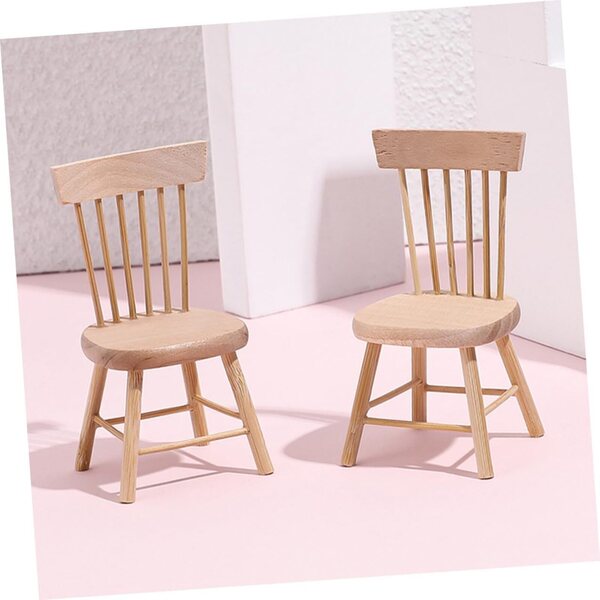 VICASKY Set 5 Mini Sedie in Legno per Casa delle Bambole, Decorazioni Miniatura Cachi
