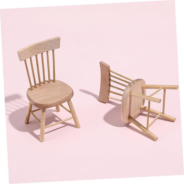 VICASKY Set 5 Mini Sedie in Legno per Casa delle Bambole, Decorazioni Miniatura Cachi