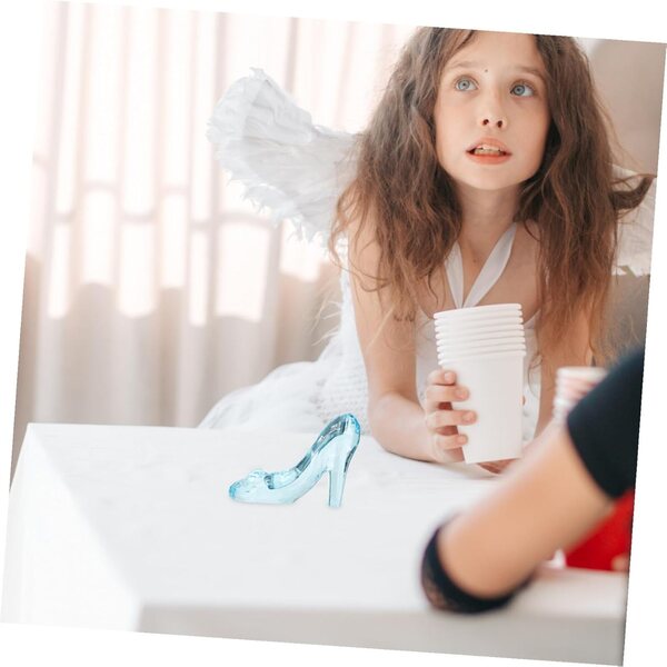 Mini Scarpe a Tacco in Cristallo Azzurro per Bambini Decorazione Principessa 9,5x7,5 cm