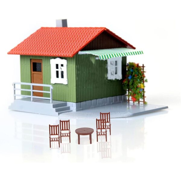 Set Miniatura Tavolo e Sedie per Modellismo e Decorazioni Casa in Plastica Marrone