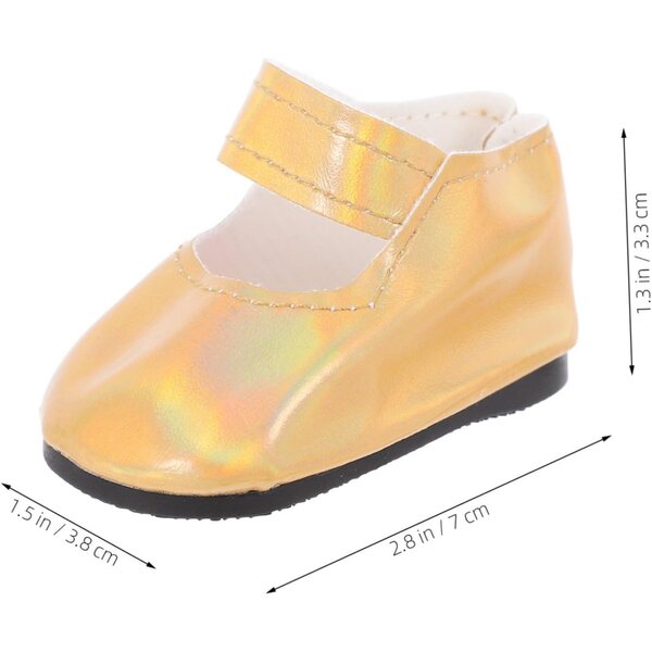 Goldene PU-Schuhe für 18-Zoll-Puppen, elegantes und widerstandsfähiges Zubehör