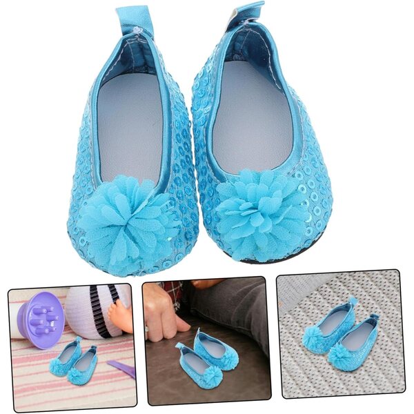Paillettenschuhe für Puppen, Blau, Hellblau, elegant und widerstandsfähig, 7 x 4 x 3,5 cm