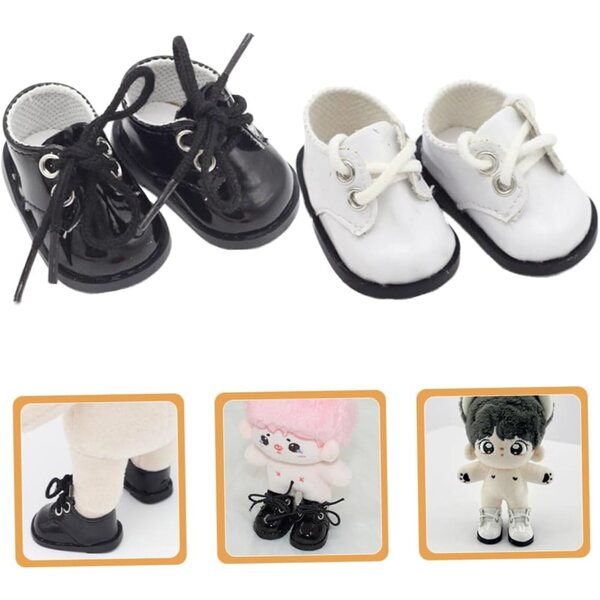 Didiseaon Mini-Schuhe für Puppen, 2 Paar, aus Leder und Stoff, dekorative Accessoires
