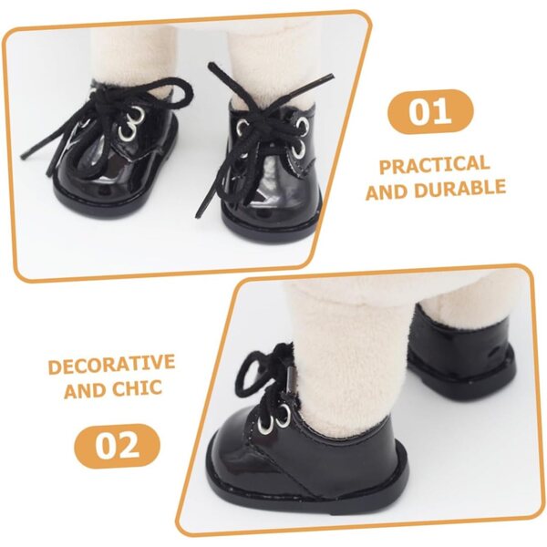 Didiseaon Mini-Schuhe für Puppen, 2 Paar, aus Leder und Stoff, dekorative Accessoires
